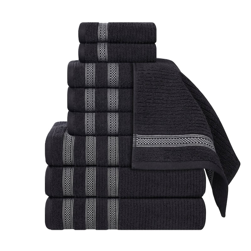 Superior Brea Zero Twist Cotton Ribbed Modern 9 Piece Bathroom Towel Set