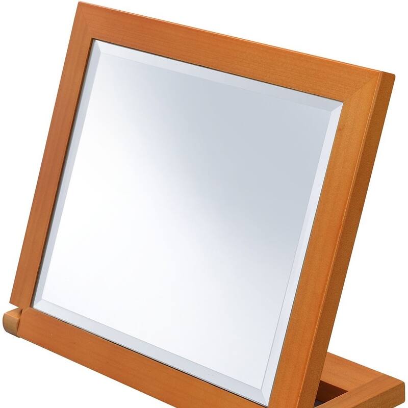HomeRoots 8" Brown Wood Framed Freestanding Makeup Shaving Tabletop Mirror - 5.25