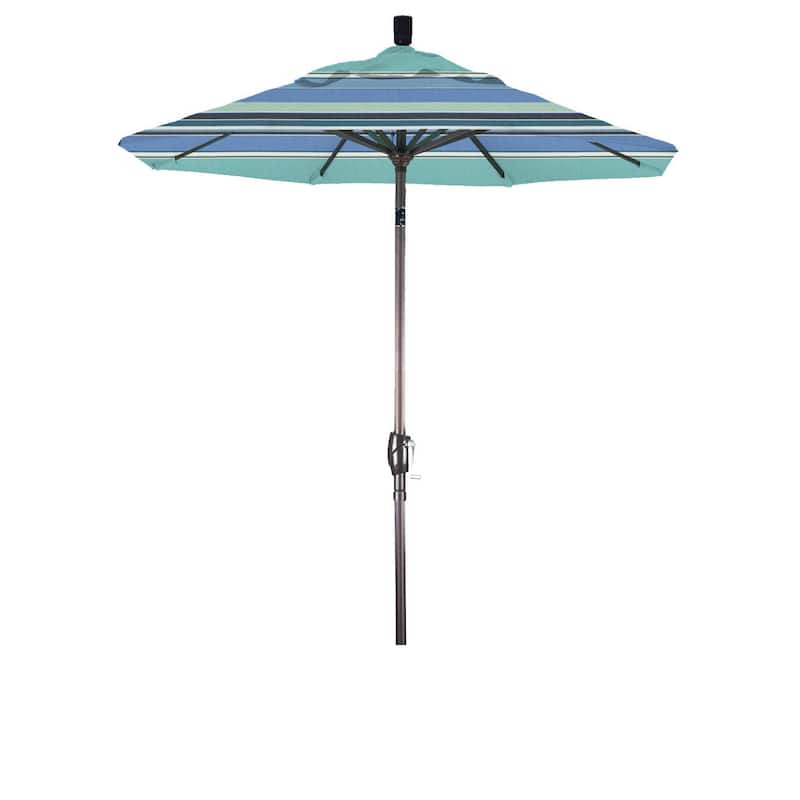 California Umbrella 6' Rd. Aluminum Patio Umbrella, Crank Lift, Push Button Tilt, Sunbrella fabric, Bronze Finish