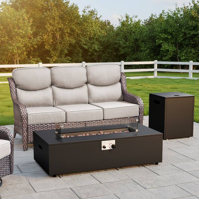 Pocassy Outdoor 43 In Fire Pit Table with Tank Holder