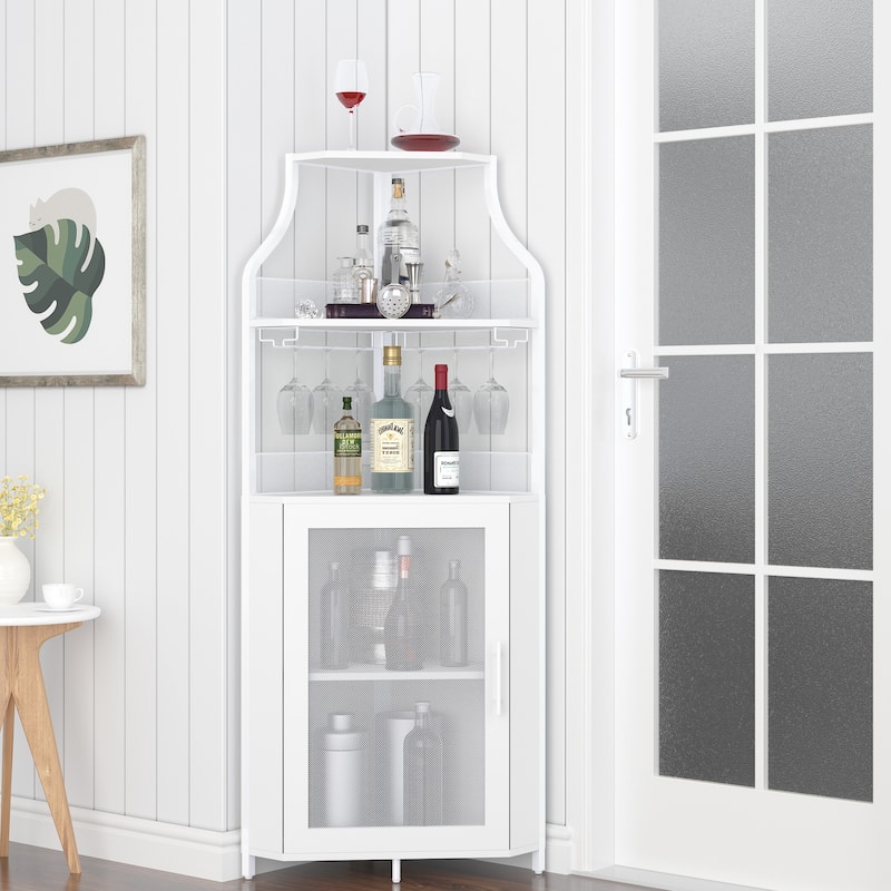 Corner Wine Cabinet with Removable Wine Rack