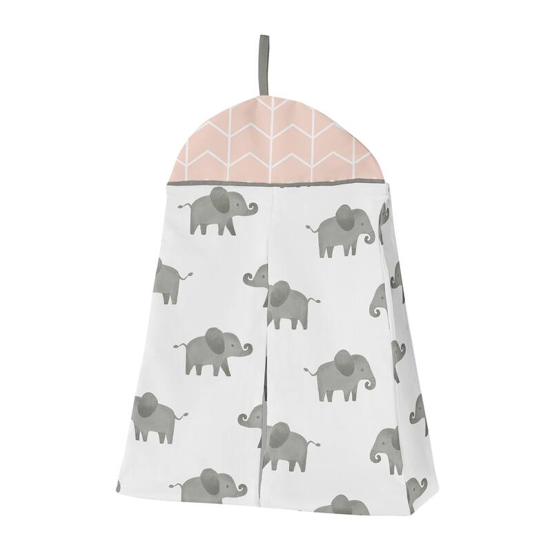 Sweet Jojo Designs Blush Pink, Grey and White Watercolor Elephant Safari Collection Girl 4-piece Crib Bedding Set