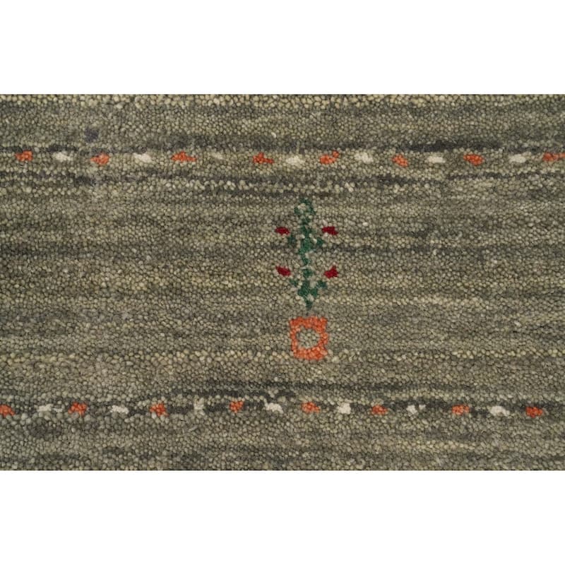Hand Knotted Oriental 100% Wool Carpet Tribal Animal Pictorial Green Gabbeh Runner Rug - 9' 8'' X 2' 4''