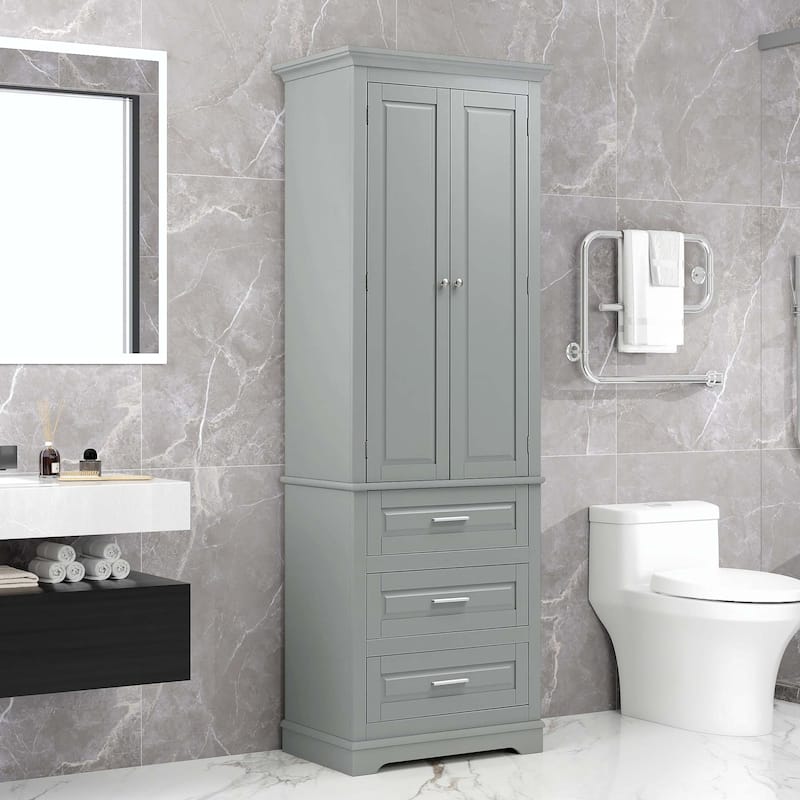 Bathroom Tall Storage Cabinet with Three Drawers