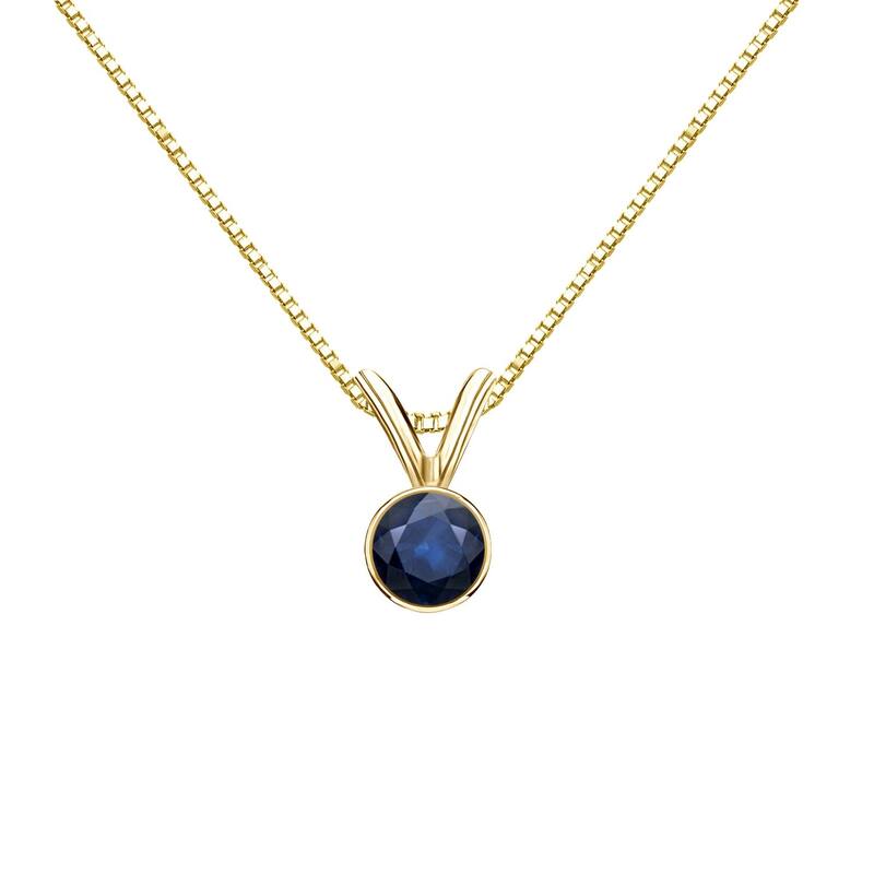 Auriya 14k Gold Bezel-set Sapphire Solitaire Necklace 1/4ctw