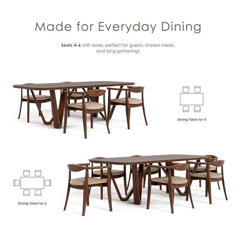 Furniture of America Abigail I Mid-Century Modern 5-Piece Rich Walnut Solid Wood Dining Set