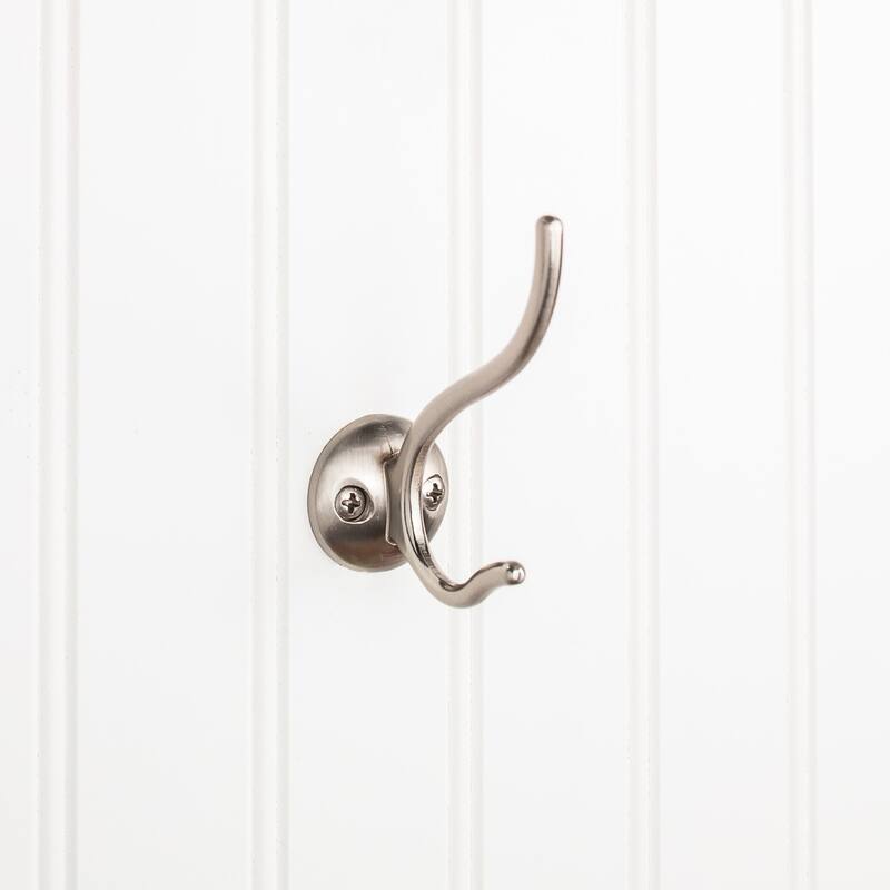 Elements Hooks Double Robe Hook - Satin Nickel