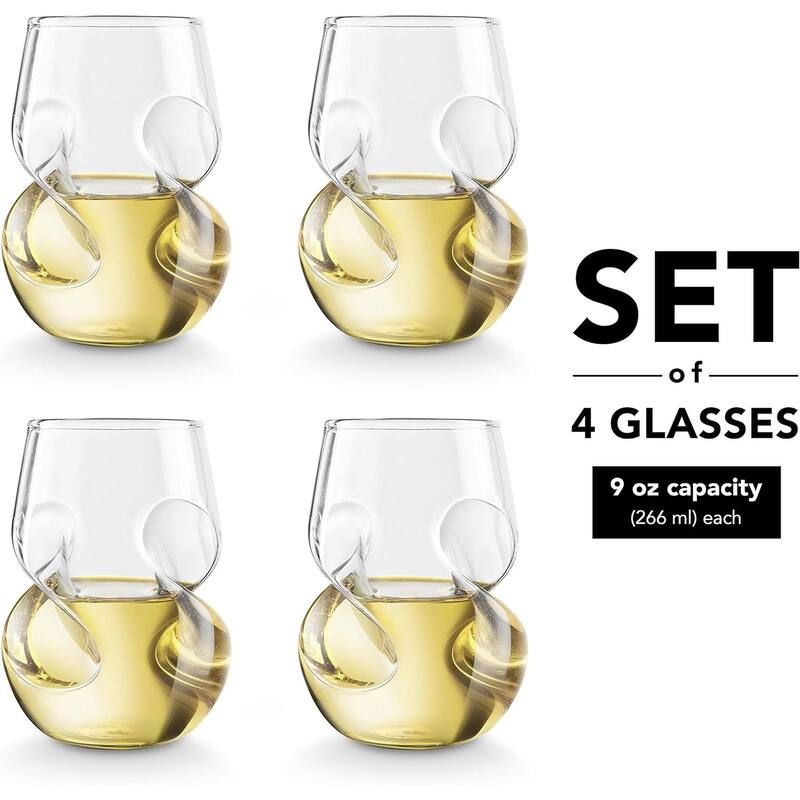 Final Touch Conundrum Stemless White Wine Glasses Set of 4 - 9 oz