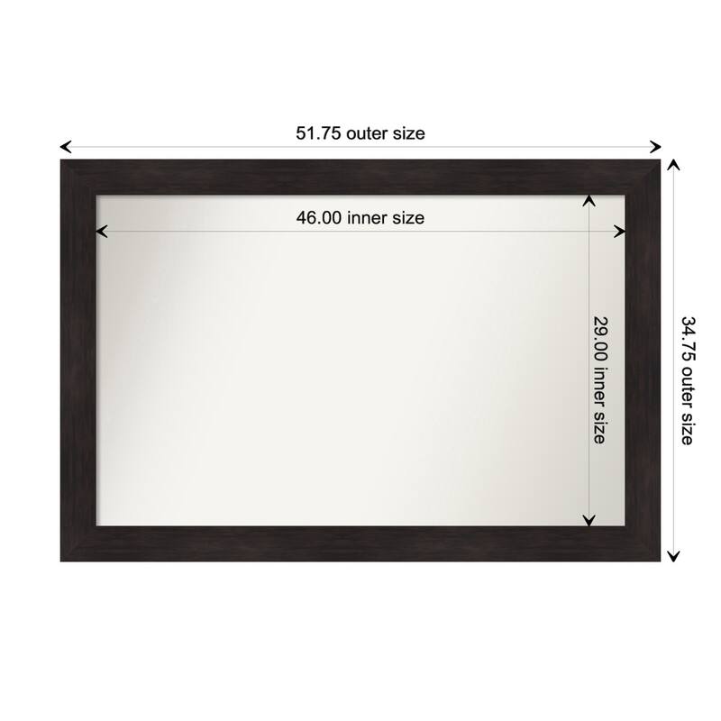 Furniture Espresso Framed Non-Beveled Custom Wall Mirror, Bathroom Vanity Mirror - Outer Size: 51.75 x 34.75