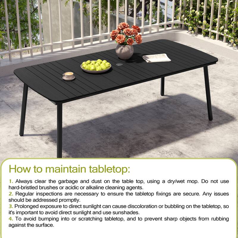 Pellebant Patio Dining Table Rectangular Aluminum Outdoor Table