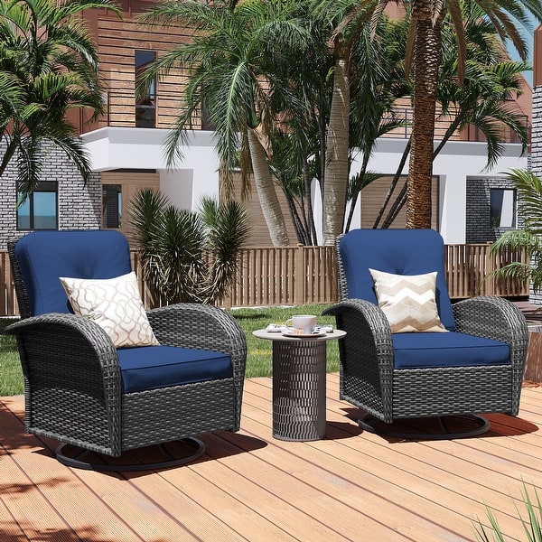 Patio Watcher Pieces Outdoor Dark Gray Rattan 360 Degree Swing