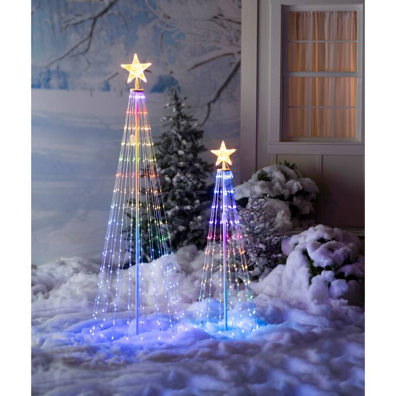 75 in. White Indoor/Outdoor Cone tree with RGB Lights