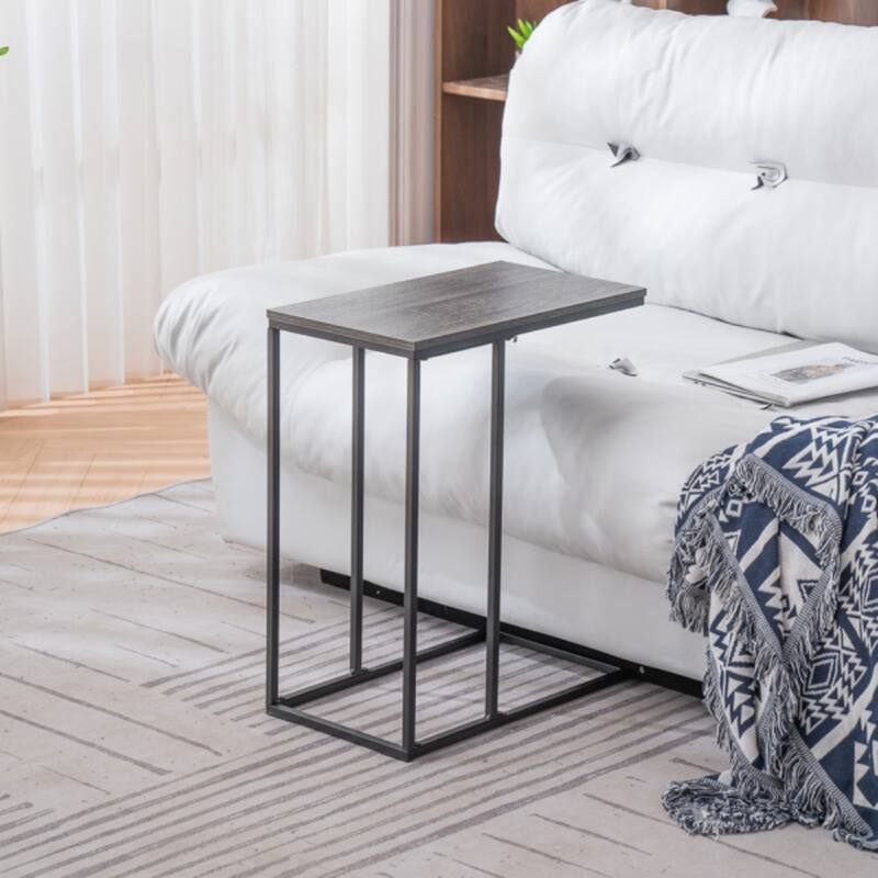 Modern C-Type Single Layer MDF Iron Rectangle Side Table - 18.9” x 11.02” x 22.83"