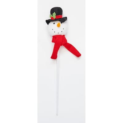 5" Christmas Snowman with Black Hat on 12" Pick, Set of 4 - 5