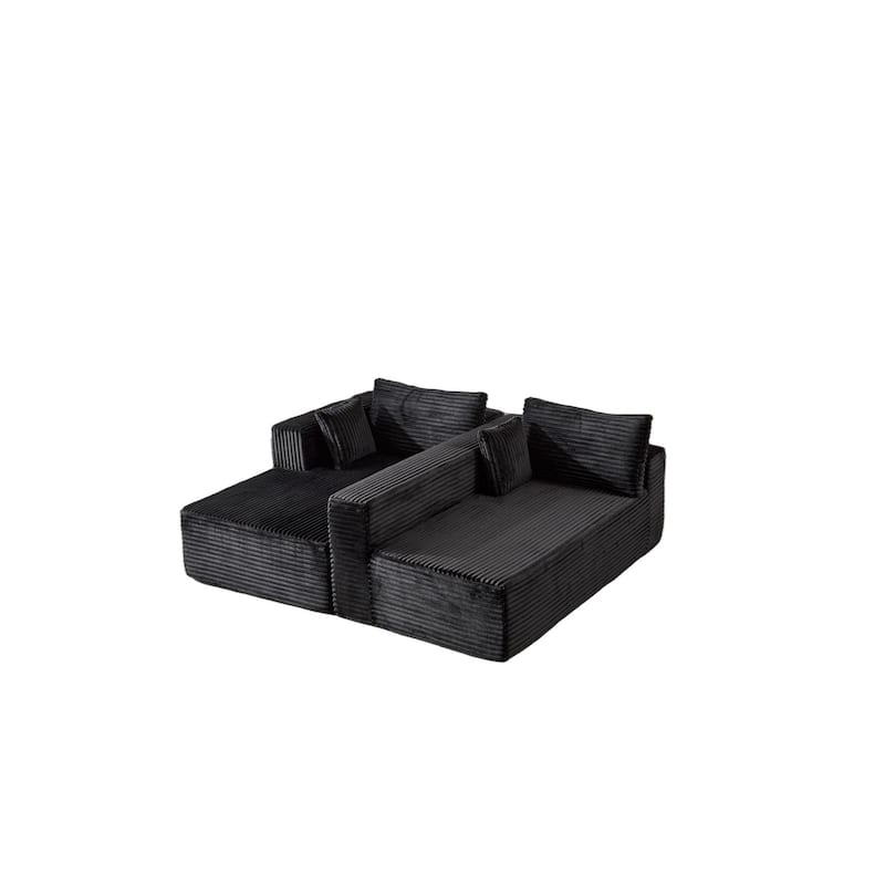 Modular L Shaped Sectional Sofa with Chaise Lounge, Corduroy Upholstered Boneless Sleeper Sofa, Compression Sofa with Deep Seat