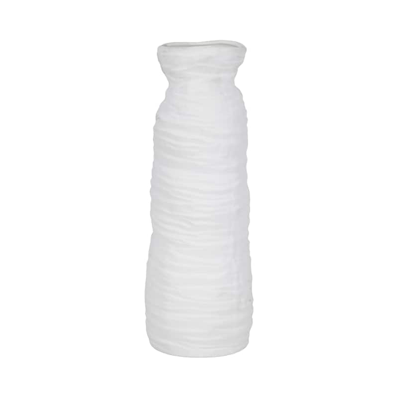 Sagebrook Home 19" Horizontal Ribbed Matte Vase, Ivory, Cylinder, 19"H, Ribbed - Ribbed Ivory/beige - 6.25" x 6.25" x 19"