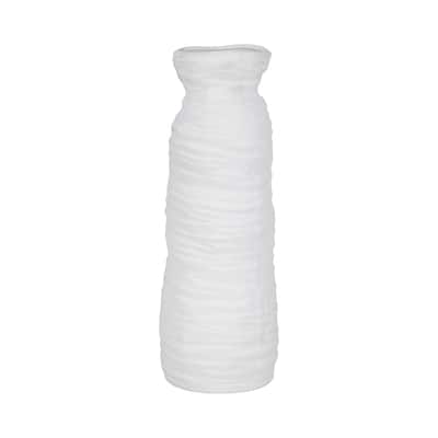 Sagebrook Home 19" Horizontal Ribbed Matte Vase, Ivory, Cylinder, 19"H, Ribbed