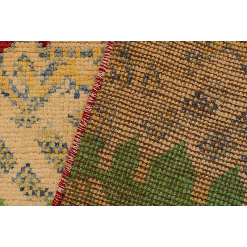 Contemporary Balochi Sawyer Blue/Red Hand Knotted Wool Rug - 3'2'' x 4'11''