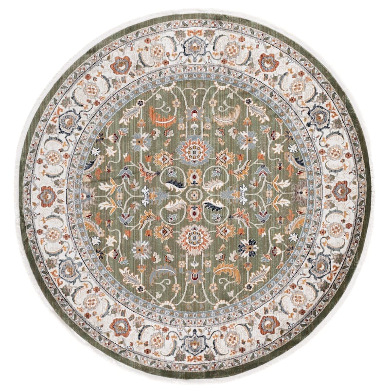 SAFAVIEH Lauren Ralph Lauren Belina Traditional Rug - 6'7" Round - Green/Ivory