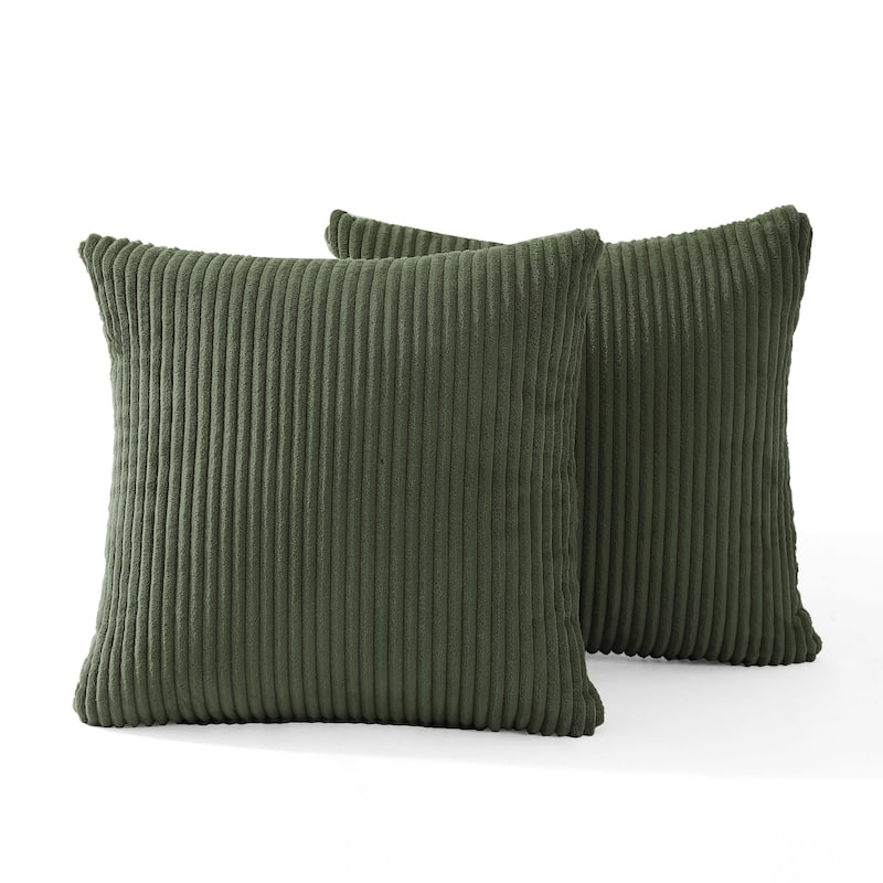 Set of 2 Modern Square Corduroy Accent Throw Pillow - 16.8"×16.8" - Green