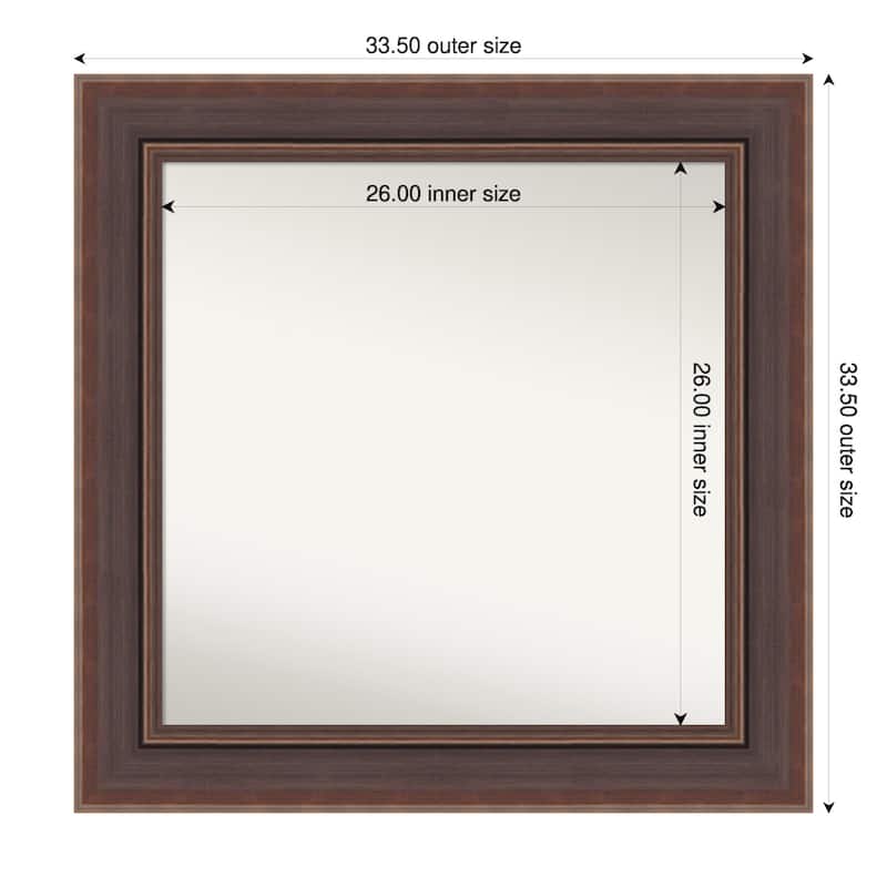 Moab Brown Bronze Non-Beveled Framed Bathroom Vanity Wall Mirror - Moab Brown Bronze - 34 x 34 in