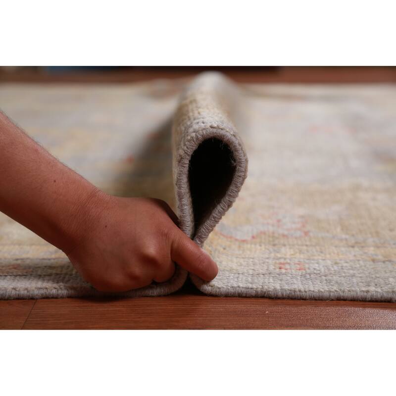 Hand Knotted Oriental 100% Wool Carpet Transitional All-Over Greys & Charcoal Oushak Area Rug - 11' 10'' X 8' 11''