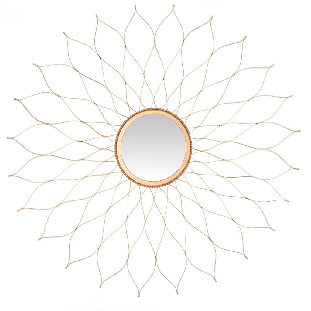 SAFAVIEH Handmade Jazmine Art Gold Flower 35-inch Decorative Mirror - 35" x 35" x 0.5" - 35Wx35Dx1H