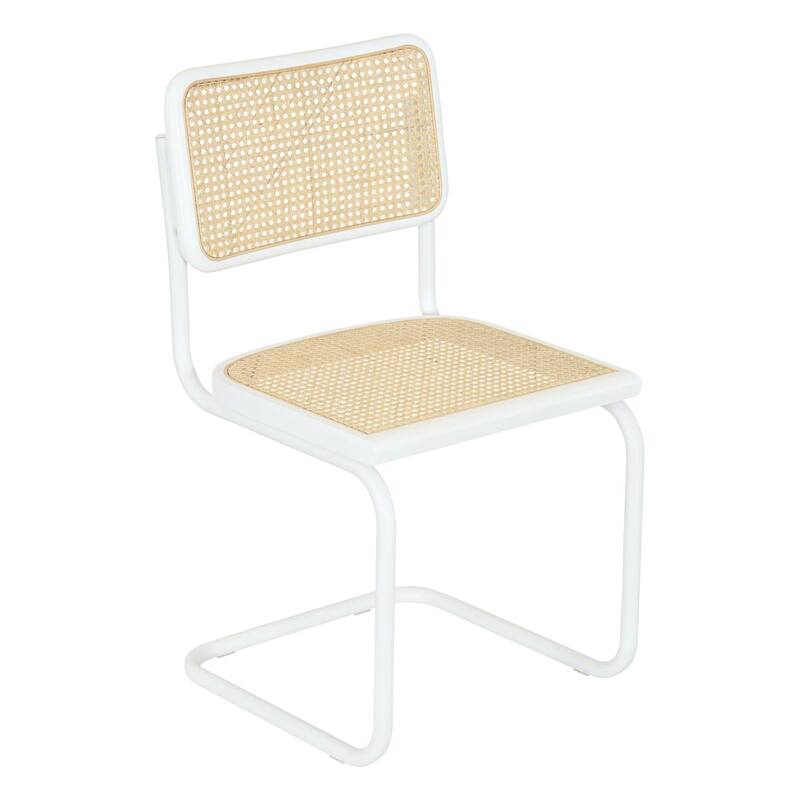 Breuer Chair Company Marcel Breuer Cesca Cane Cantilever Side Chair w/ White Steel Frame (Various Wood & Cane Colors)