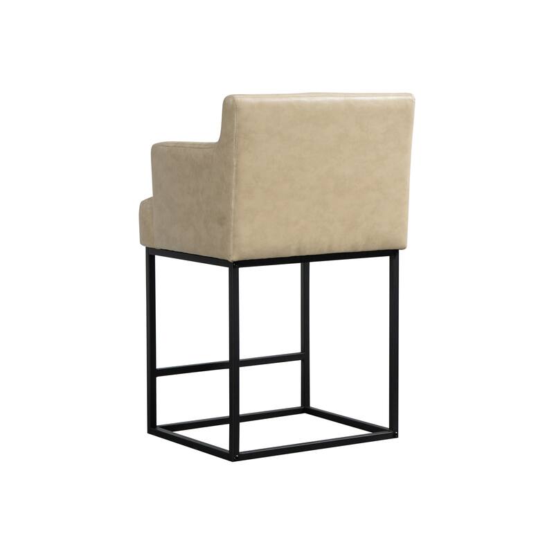 House Hold Counter Height Bar Stools Set of 2,Modern Square PU Bar Stool