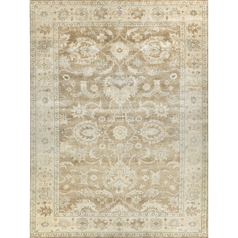 EXQUISITE RUGS Antique Weave Oushak Hand-knotted New Zealand Wool Grey/Brown Area Rug.