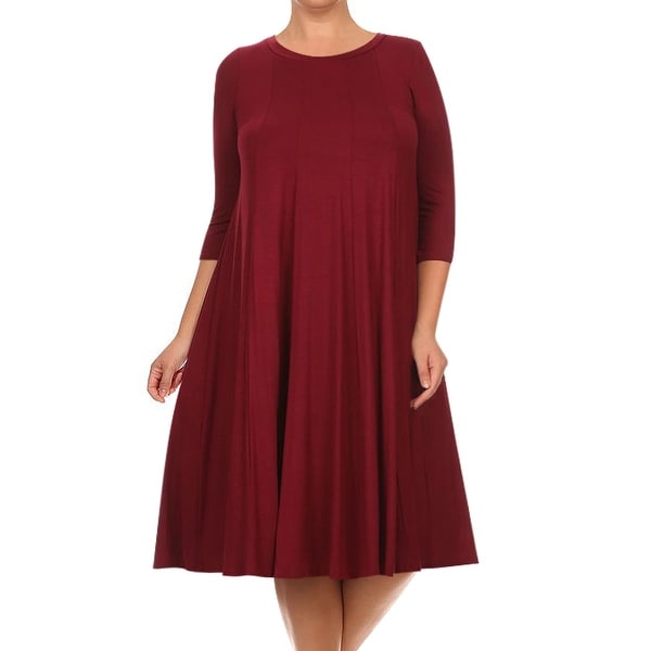 plus size a line midi dress