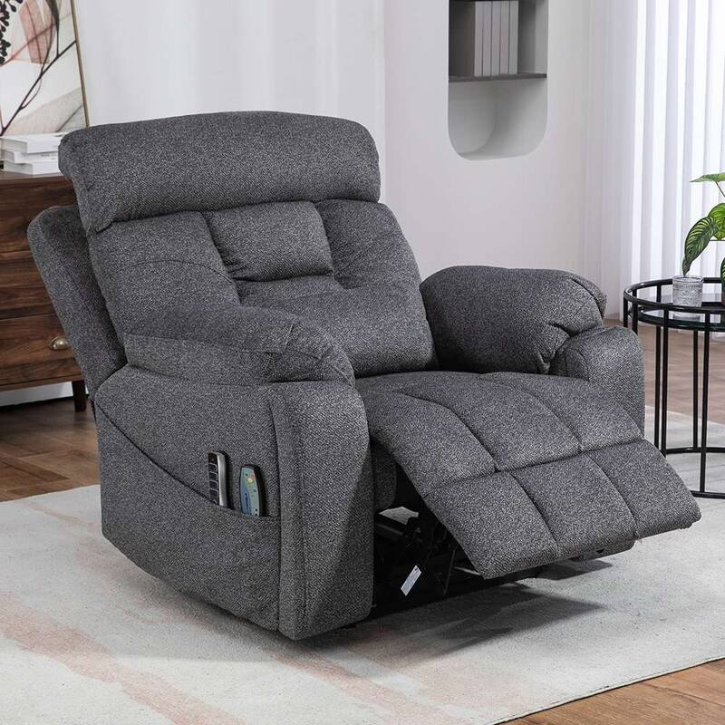 Upgraded Flagship 4-Motor Independent Control Oversized 180° Lay Flat Chenille Power Lift Recliner Chair