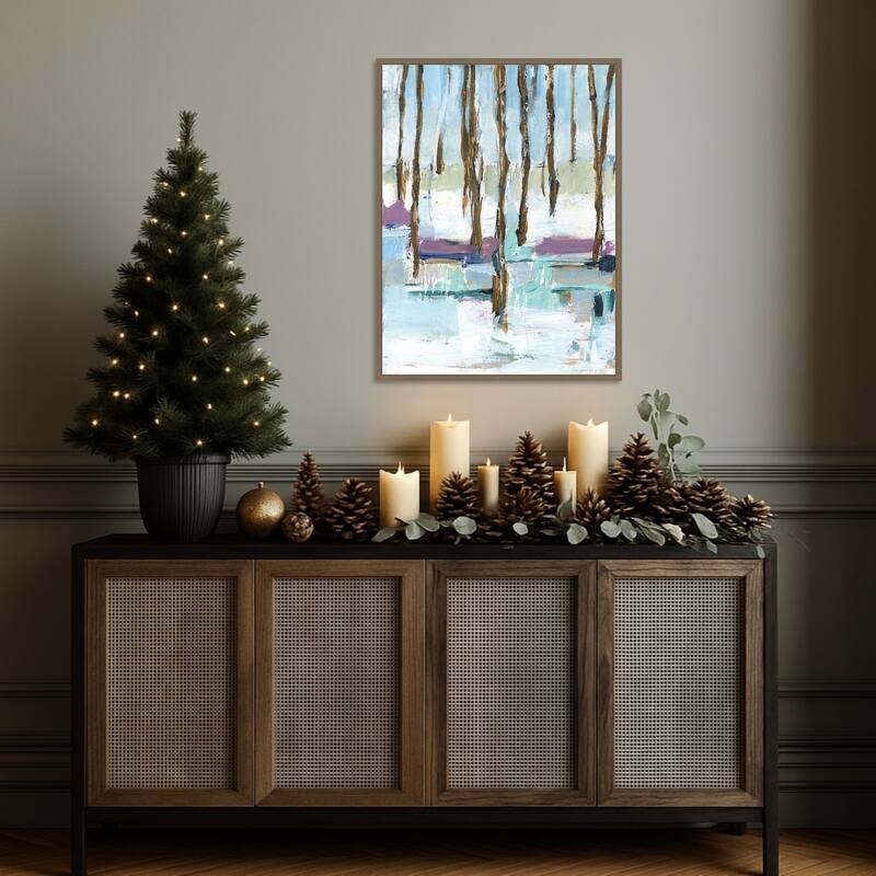 Pastel Forest II by Ethan Harper Framed Canvas Wall Art Print - Sylvie Dark Gold