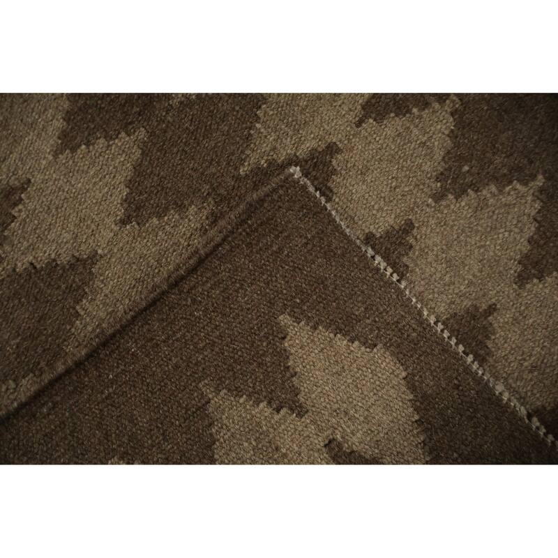 Hand Woven Oriental 100% Wool Carpet Southwestern Modern Brown Kilim Area Rug - 13' 0'' X 10' 0''