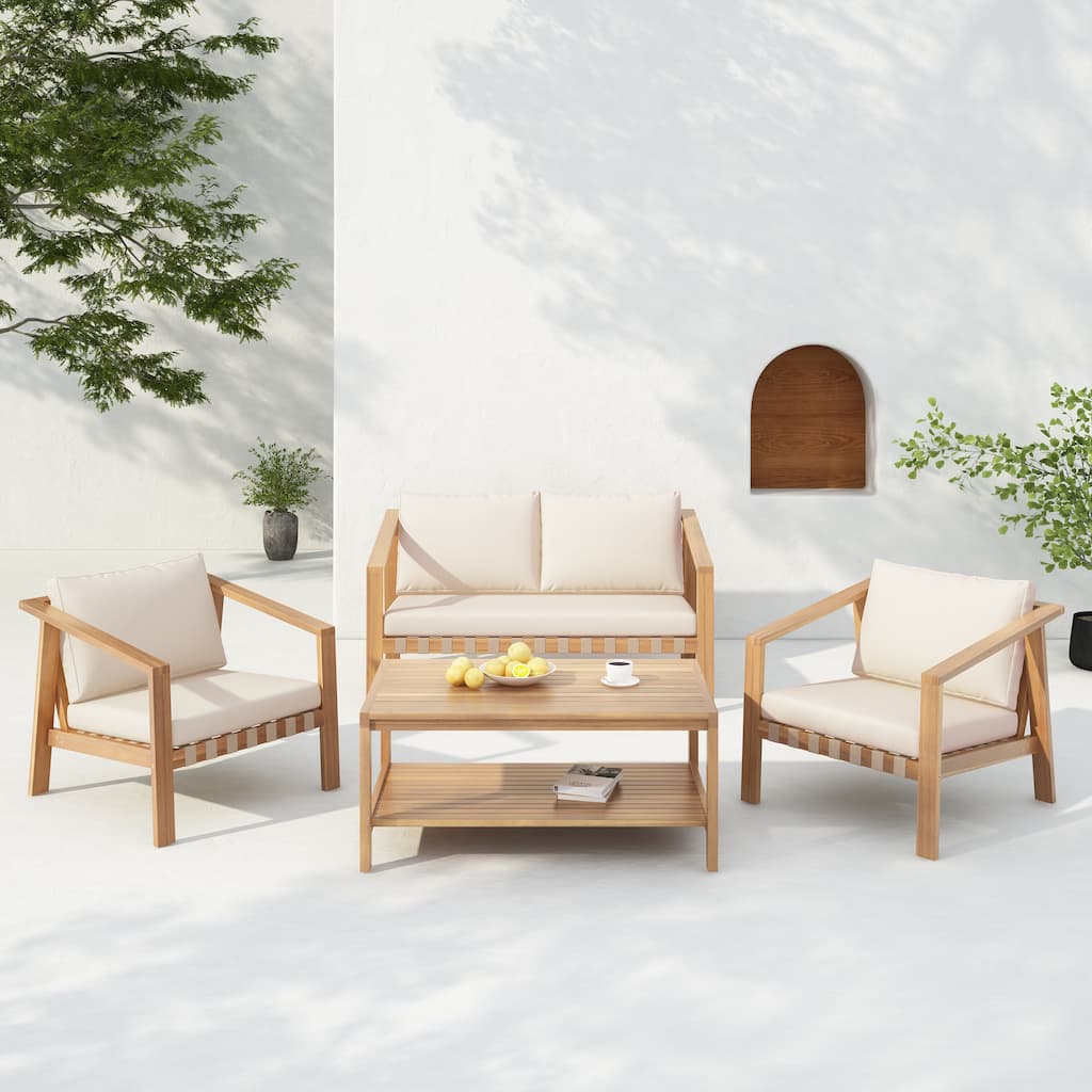 Christopher Knight Home- Alex Outdoor 4-Piece Conversation Set