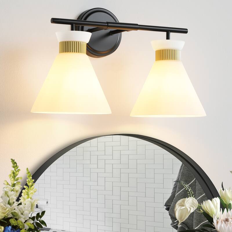 Dimmable Bathroom Vanity Light with Glass Shade