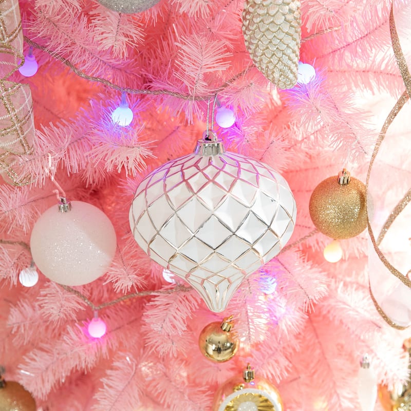 Glitzhome 18ct Christmas Elegant Silver Large Shatterproof Ornaments