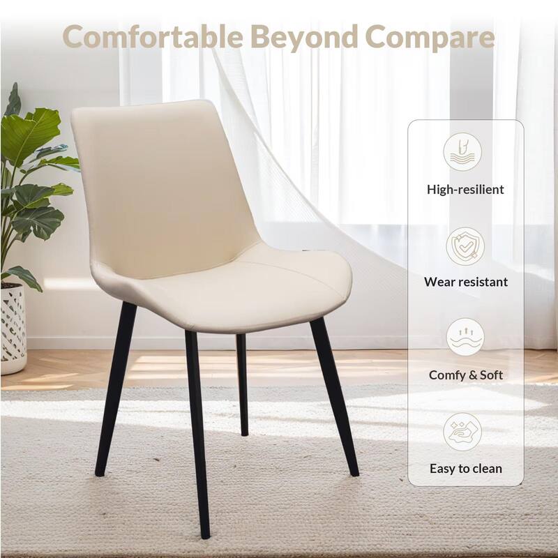 4-Piece Set, Modern PU Leather Dining Chairs Upholstered Dining Chairs with Metal Legs, for Kitchens and Dining Rooms, Beige