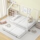 preview thumbnail 2 of 5, Metal Full Size House-shaped Platform Bed with Full-length Fence and Trundle