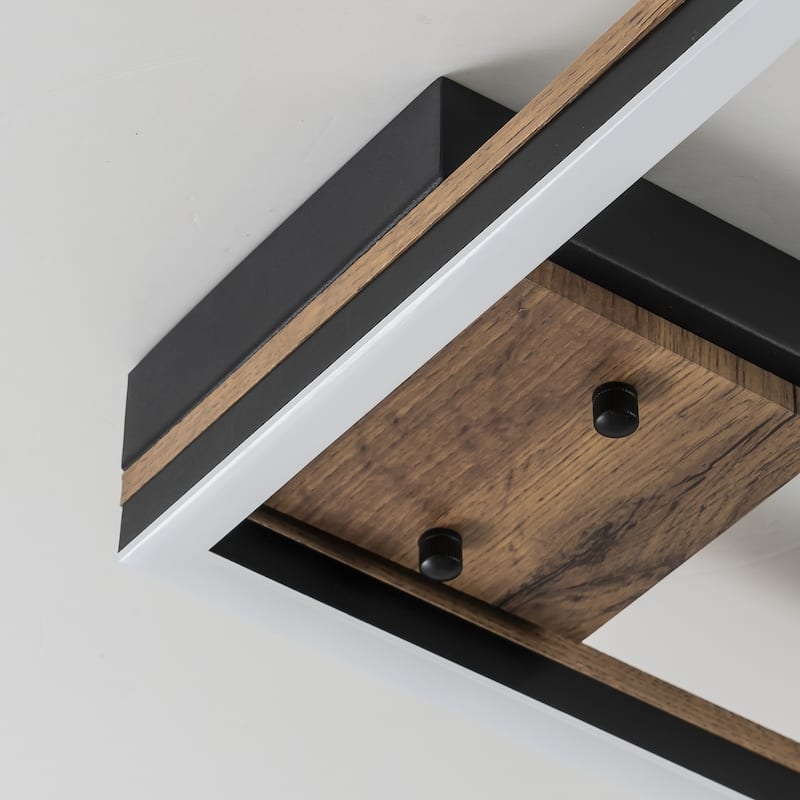 Modern Farmhouse 1-Light Wood LED Flush Mount Ceiling Light