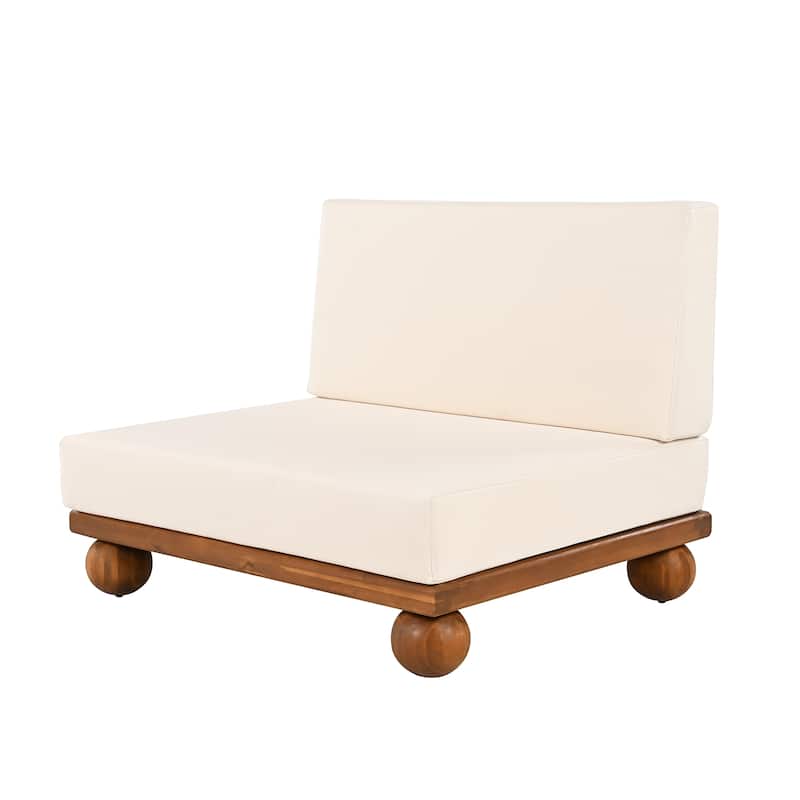 Scott Living Dulcie 4 Piece Outdoor Acacia Wood L Shape Setional Sofa with Removable Cushions