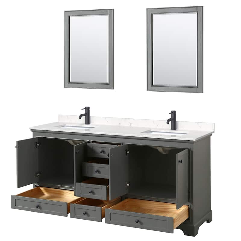 Deborah 72-inch Double Vanity, Cultured Marble Top, 24-inch Mirrors