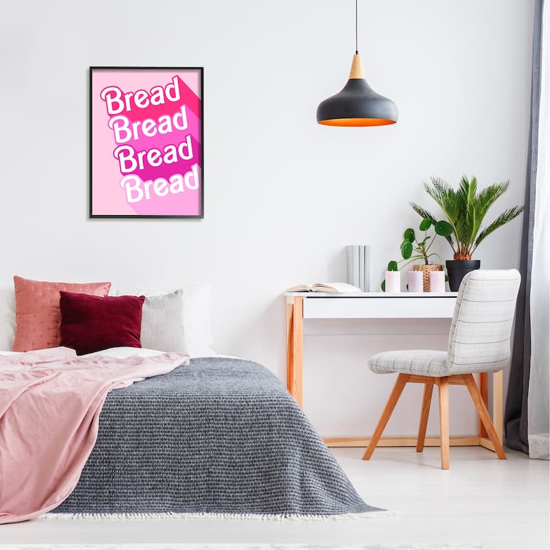 Stupell Bread Pink Phrase Framed Giclee Art Design by Daphne Polselli