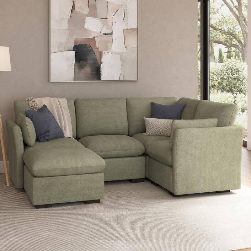 Bush Home Sienna Modular 3-Seater Sectional with Storage Ottoman