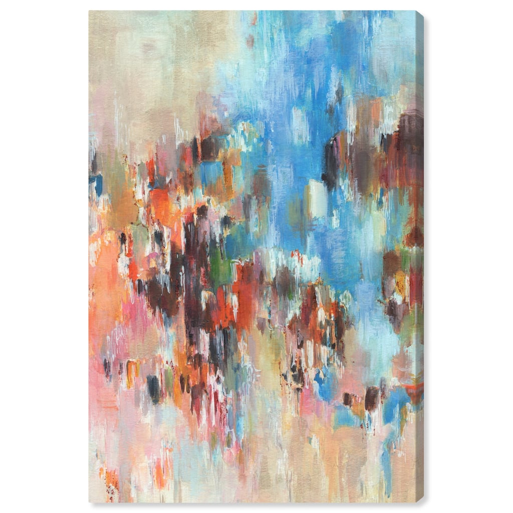 Art Remedy Lovely Feeling Gallery Wrapped Blue Abstract 1 Piece Canvas Wall Art