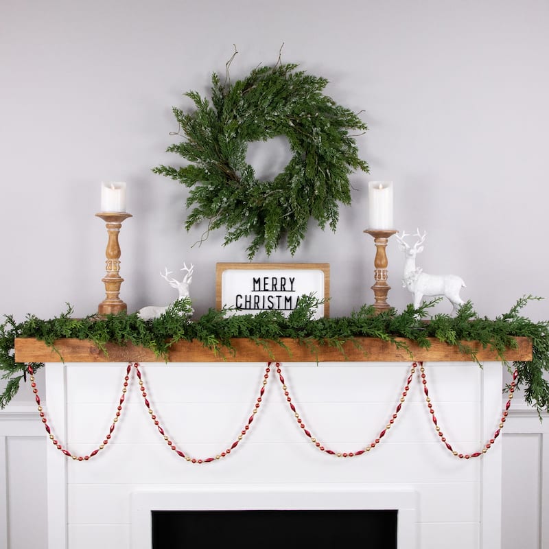 9'x0.5" Shiny Matte Red Beaded Shatterproof Artificial Garland