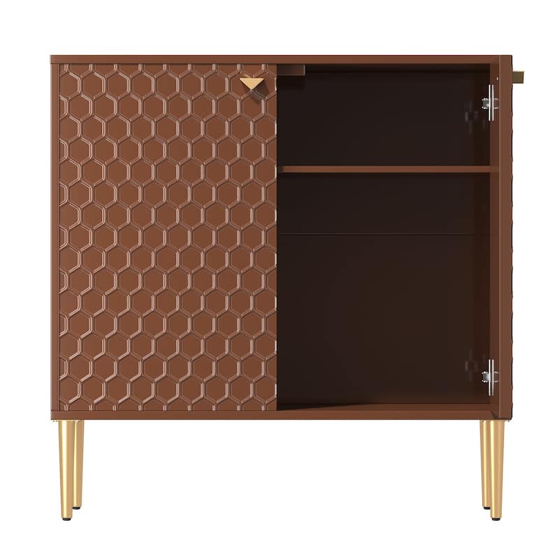 Hexagonal Pattern 2-door Storage Cabinet Buffet Cabinet Sideboard