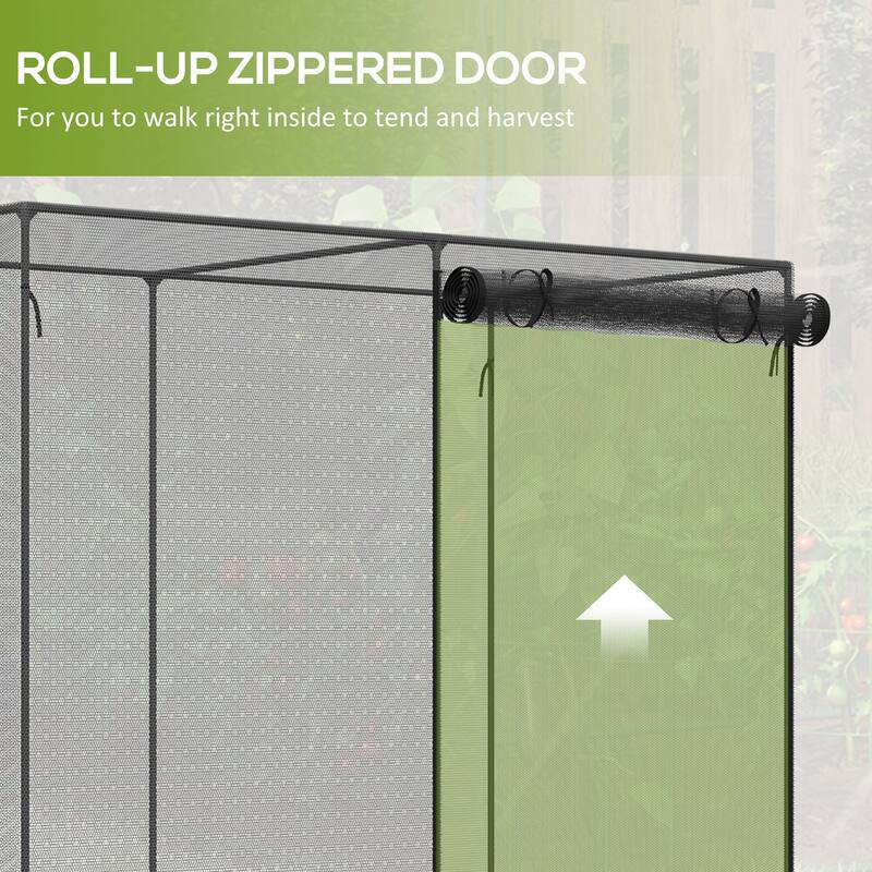 Outsunny 6 x 3ft Tall Crop Cage, Plant Protection Tent, with Two Zippered Doors, Storage Bag and 6 Ground Stakes