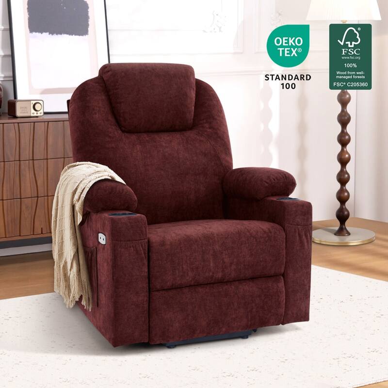 Power Lift Recliner Chair for Elderly, Massage and Heat, Fabric