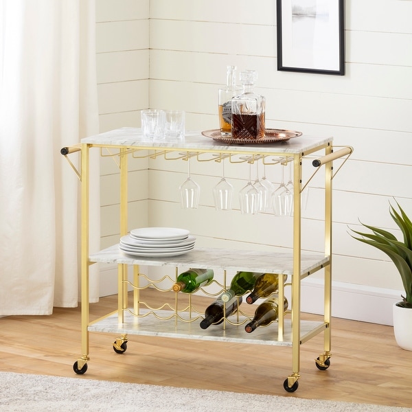 South Shore Maliza Bar Cart w/ Wine Bottle Storage/Glass Rack. Opens flyout.